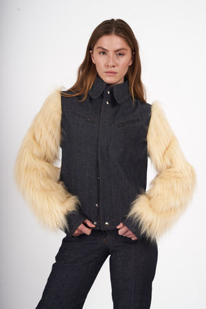 Veste Denim faux Fur