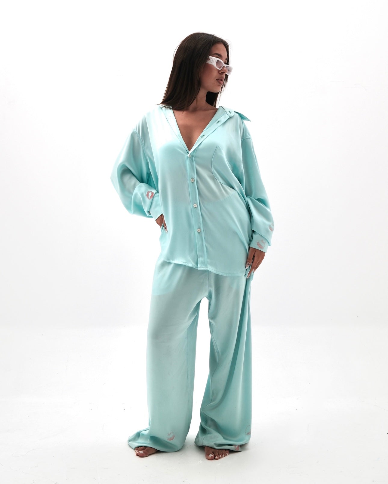 Chemise bisou turquoise