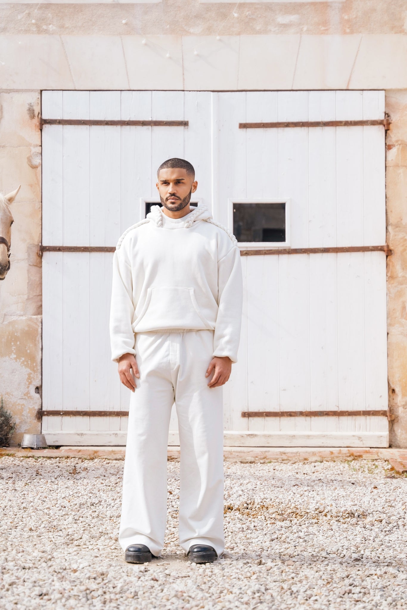 Hoodie tressé blanc