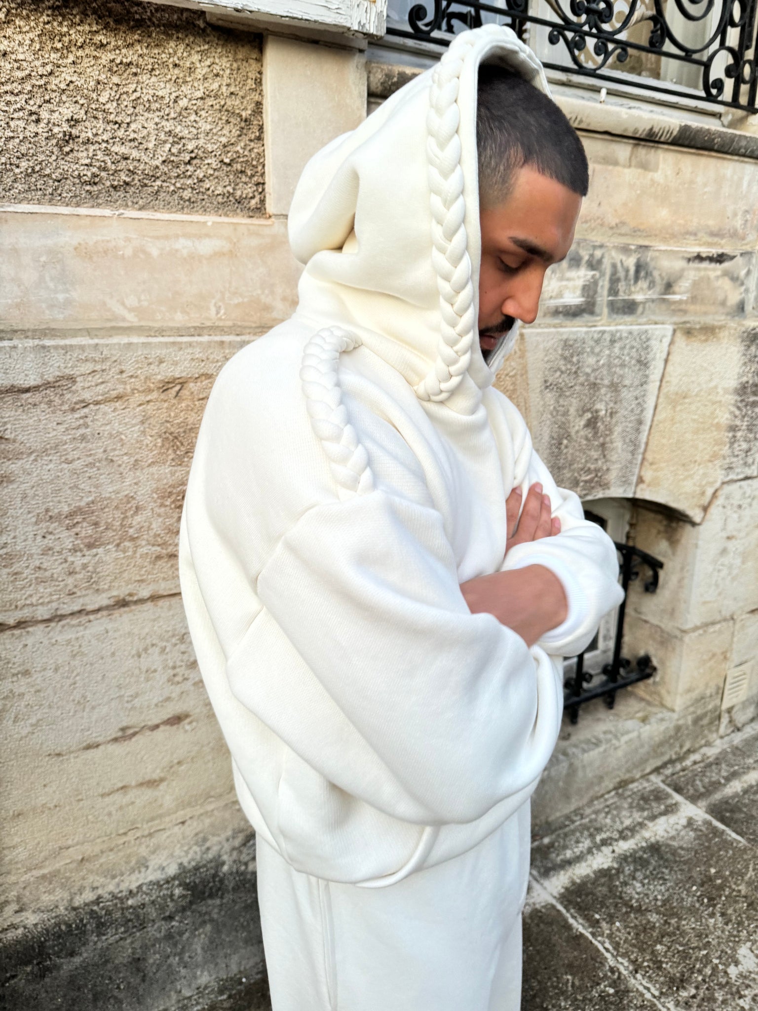 Hoodie tressé blanc