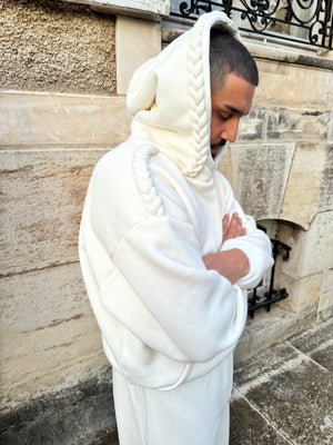 Hoodie tressé blanc