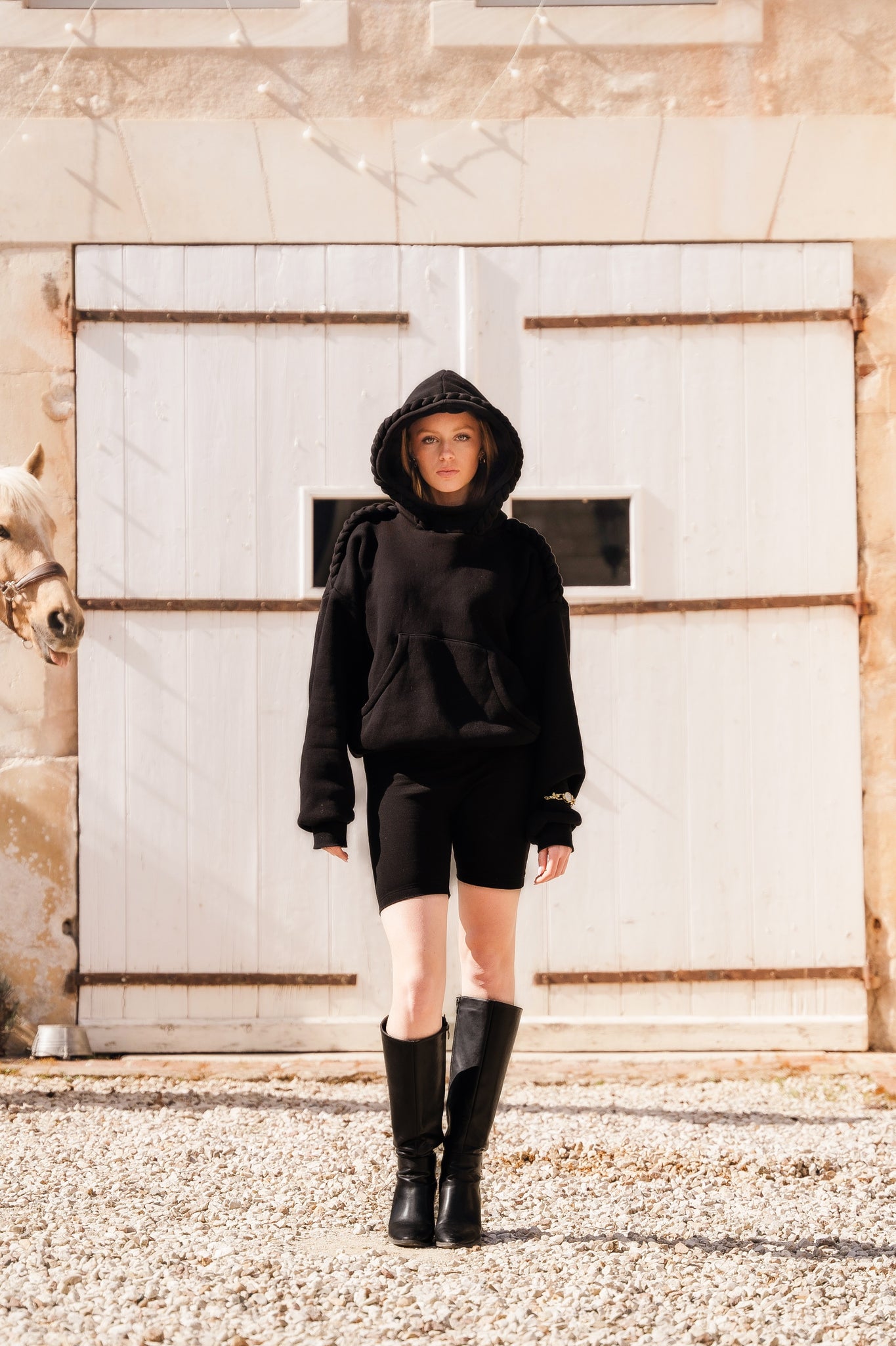 Hoodie tressé noir