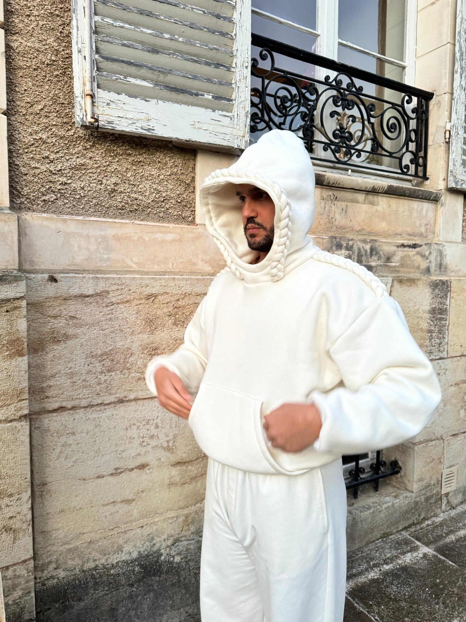 Hoodie tressé blanc