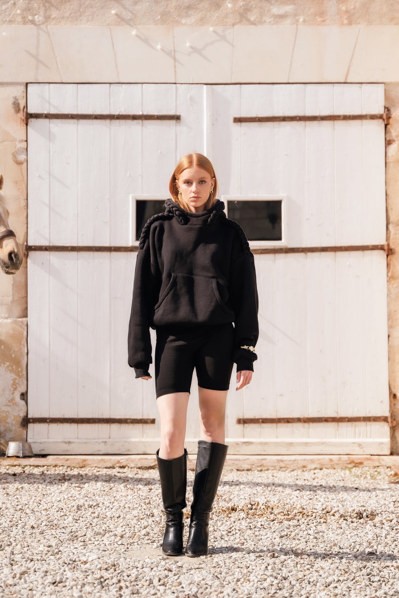Hoodie tressé noir