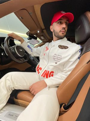 veste racing denim white