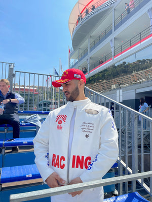 veste racing denim white
