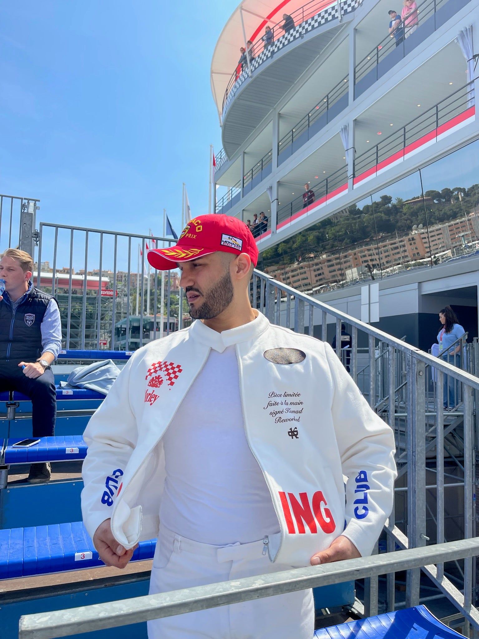 veste racing denim white