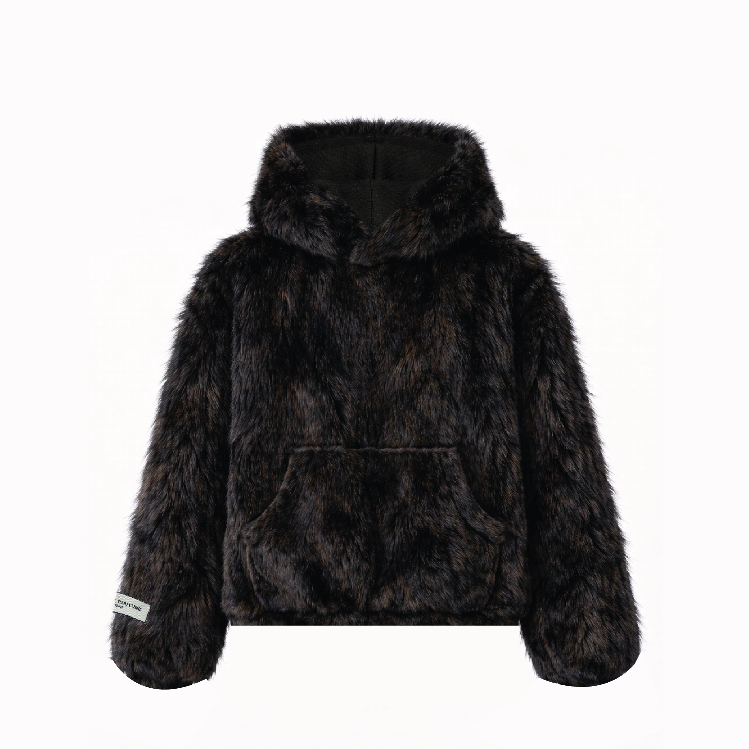 Hoodie fourrure vison brun